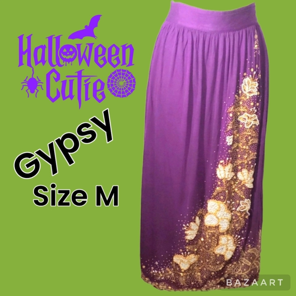 Halloween Costume Gypsy Skirt Vintage Beaded Skirt Size M